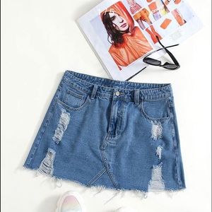 SHEIN Distressed Denim Miniskirt XL NWT SOLD OUT